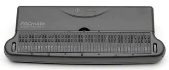 Barra braille nera e orizzontale con una fila di 40 celle braille